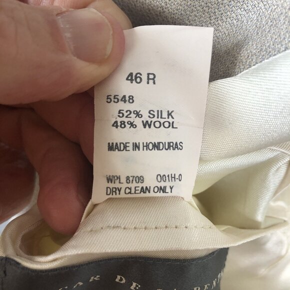 Oscar De La Renta Blazer Mens 46R  Cream Silk Wool Sport Coat Jacket Career - Picture 11 of 16